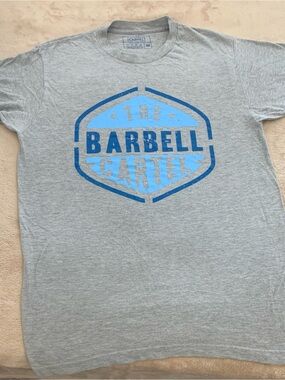 Barbell Cartel Gray Graphic Tee - Blue Logo unisex